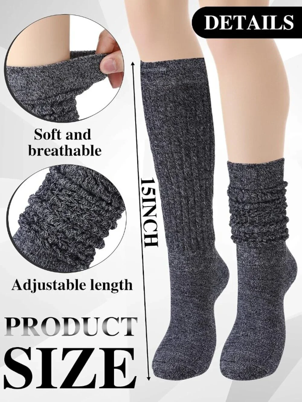 🧦Women's Brown Black 4 Pairs Neon Slouch Socks Scrunch Socks Athletic Slouchy